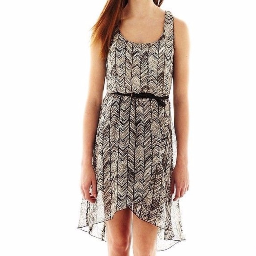 Love Reigns Print Chiffon High-Low Dress M